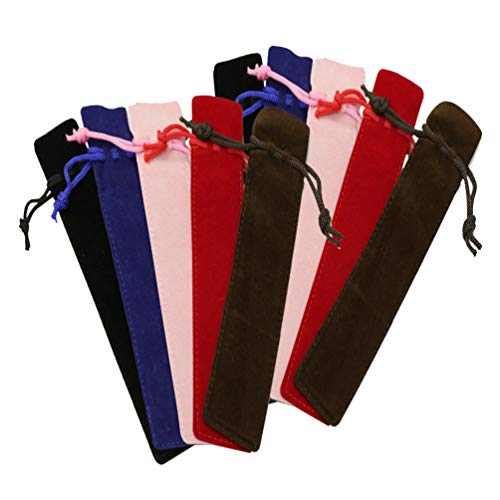 NUOBESTY Samt Federbeutel Hülle Halter Single Pen Tasche Tasche Bleistift Schutz Stift n 20Pcs (Schwarz Rot Kaffee Blau Rosa) von NUOBESTY