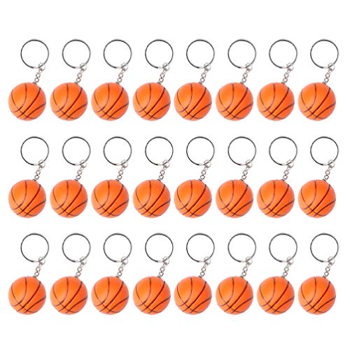 NUOBESTY Schlüsselanhänger Basketball Schlüsselanhänger Sportball für Geschenke Belohnung Karneval Schule Füller Geschenk Tasche Party 24 Stück, Orange, M von NUOBESTY