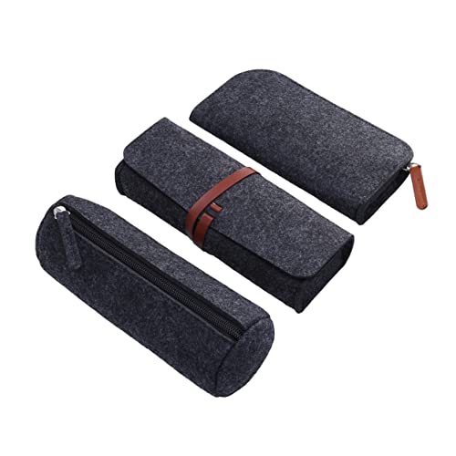 NUOBESTY Schreibwarentaschen-Set – 3-teiliges Make-up-Tasche Stifteetui Und Federmäppchen – Filz-Organizer – Großes Fassungsvermögen – Kratzfest – Schickes Design von NUOBESTY