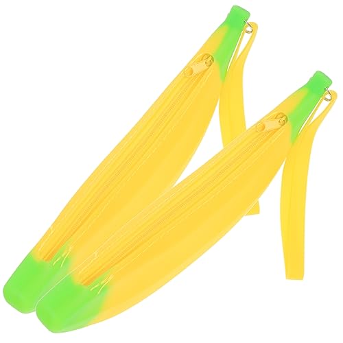 NUOBESTY 2stücke Bananenförmige Stifttasche Aus Silikon Mit Großem Fassungsvermögen Für Stifte Bleistifte Und Notizen Cartoon-Design Als Praktischer Schreibwarenhalter von NUOBESTY