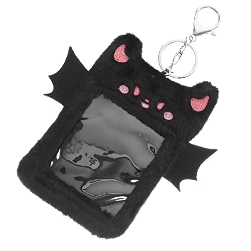 NUOBESTY Teufel-plüsch-kartenhalter Tierbildhalter Datei-schlüsselanhänger-Halter Herren Geldbörse Id-Inhaber Hülle Für Ausweishalter Einziehbarer Ausweishalter Kette Black Legierung von NUOBESTY
