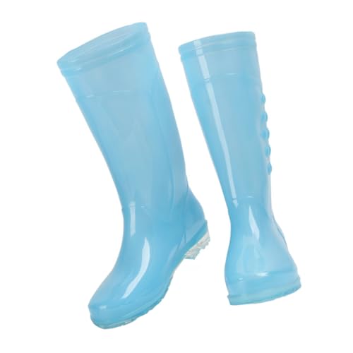 NUOBESTY Transparente Damen Regenstiefel aus Robustem PVC Rutschfest mit Strapazierfähiger Sohle Leicht und Bequem für Alltag und Outdoor Candy Blau von NUOBESTY