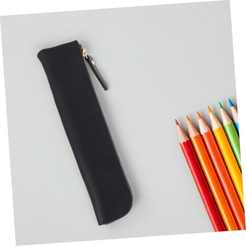 NUOBESTY Vintage Leder Stiftemäppchen Große Kapazität Stiftetui Organizer Für Schüler Teens Und Berufstätige Retro Schreibwaren Tasche Mit Glattem Reißverschluss Sicherer Schutz Portables von NUOBESTY