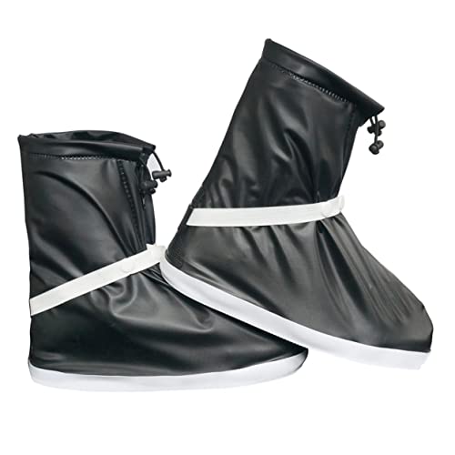 NUOBESTY wasserdichte Dicke PVC Überschuhe mit Rutschfester Verschleißfester Sohle und Verstellbarem Riemen Regenfeste Schuhüberzieher für Damen und Herren XL Schwarz Zufällige Farbe von NUOBESTY