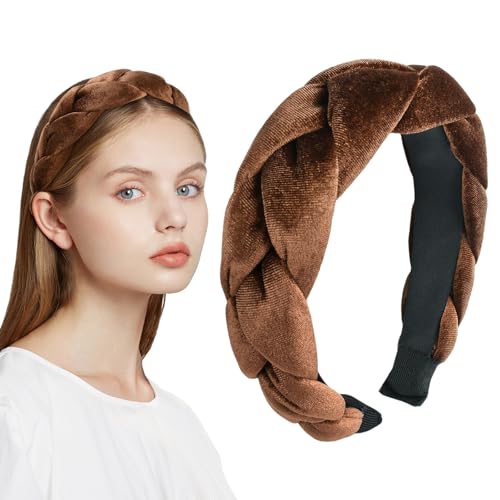 Samt Haarreifen, Geflochtene Stirnbänder, Haarreifen Damen, Vintage Gepolsterte Haarreife, Samt Geflochtenes Stirnband, für Damen und Mädchen (C, 3) von NUOGUAYI