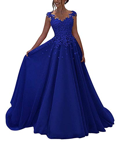 NUOJIA Damen Prinzessin Ballkleider Lange mit Appliques Party Kleid Königsblauen 32 von NUOJIA