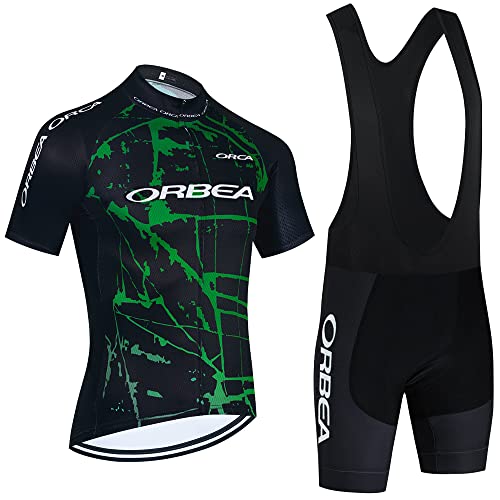 NUOJIA Herren Fahrradtrikot Set, AtmungsaktivSchnell Trocknend Radtrikot，Radtrikot kurzärmliges Set mit 19D-Gel-gepolsterten Shorts von NUOJIA