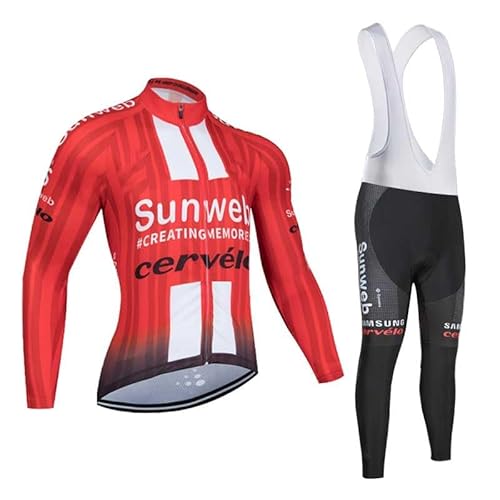 NUOJIA Herren Langarm Radtrikot+19D Gepolsterte Schultergurt Hose, Schnell Trocknend, Atmungsaktiver Rennradanzug Set von NUOJIA