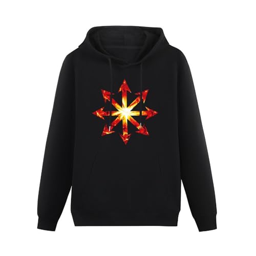 NUOKANG Star of Chaos Fire Marines 40K Red Flames Compass Mens Hoodie Top Black XXL von NUOKANG