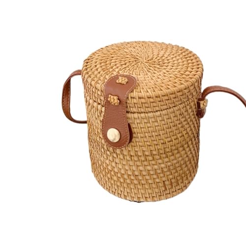 NUONUO Strohtaschen Damen Handgewebte weibliche Umhängetasche, verstellbarer Riemen, Rattan, Damen-Umhängetasche, große Kapazität, tragbare, langlebige Aufbewahrung Strohtasche (Color : Bucket) von NUONUO