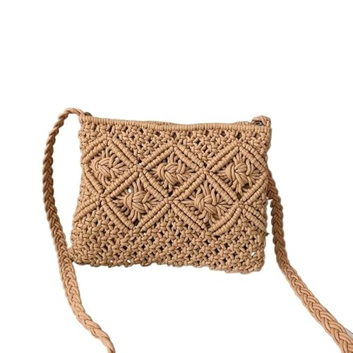 NUONUO Strohtaschen Damen Mode Gewebt Schulter Taschen Stroh Sommer Frauen Weben Crossbody Strand Reise Handtasche Weiblichen Beutel Frauen Messenger Taschen Strohtasche (Color : A-khaki) von NUONUO