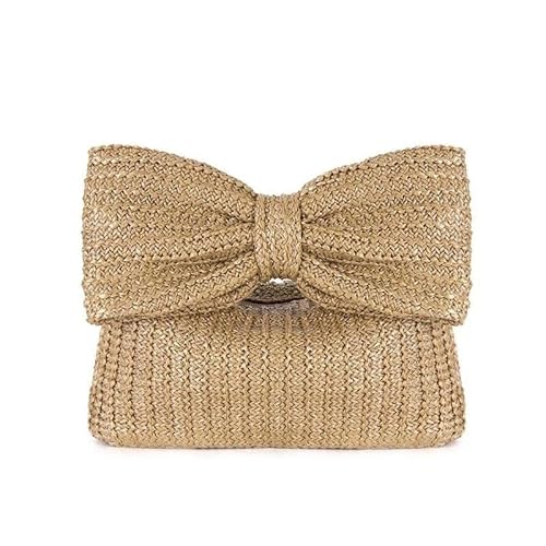 NUONUO Strohtaschen Damen Mode-Trend Schleife Stroh gewebte Handtaschen Designer Frauen handgewebte Rattan Abend Clutch Taschen Party Geldbörse Tageskupplungen Strohtasche von NUONUO