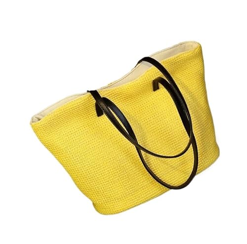 NUONUO Strohtaschen Damen Sommer Urlaub Stroh Strand Tasche Frauen Einfache Tote Reise Einkaufen Weibliche Handtasche Schulter s Strohtasche (Color : Yellow) von NUONUO