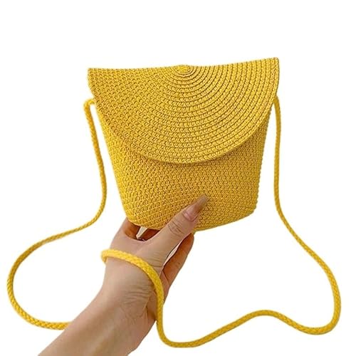 NUONUO Strohtaschen Damen Strohtasche for Damen, gewebt, Strand-Umhängetasche for Damen, niedliche Schultertasche, kleine Handtasche Strohtasche (Color : Yellow) von NUONUO