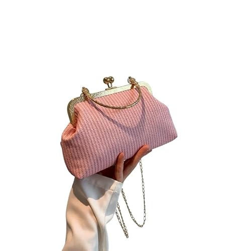 NUONUO Strohtaschen Damen Webende Stroh-Abend-Clutch-Taschen for Frauen Strohtasche (Color : Pink) von NUONUO