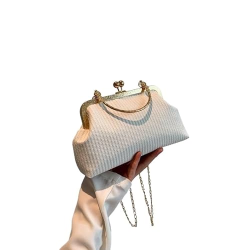 NUONUO Strohtaschen Damen Webende Stroh-Abend-Clutch-Taschen for Frauen Strohtasche (Color : White) von NUONUO