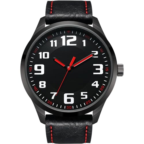 Herrenuhr mitNUOVO schwarzem großem Zifferblatt, arabischen Ziffern, schwarzem Gürtel, Moderne Klassische Herrenuhr Herrenuhr mitNUOVO schwarzem großem Zifferblatt, arabischen Ziffern, schwarzem Gürtel, Moderne Klassische Herrenuhr von NUOVO