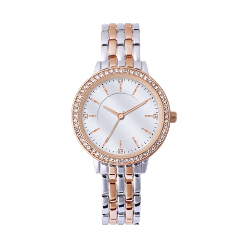 NUOVO Damen Armbanduhr Elegante Damen UhrenZweifarbiges Design Silber/Roségold Armband Kristall Lünette Damen Modische wasserdichte Kleid Uhren Mädchen Uhren Mädchen Armband von NUOVO