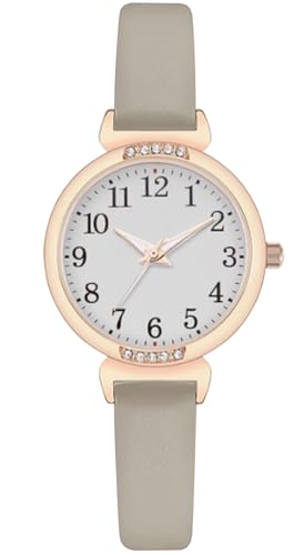 NUOVO Damen Quarzuhr Aprikot Braun Damenuhren Roségold Farbe Gehäuse mit weißem Zifferblatt Analoganzeige von NUOVO