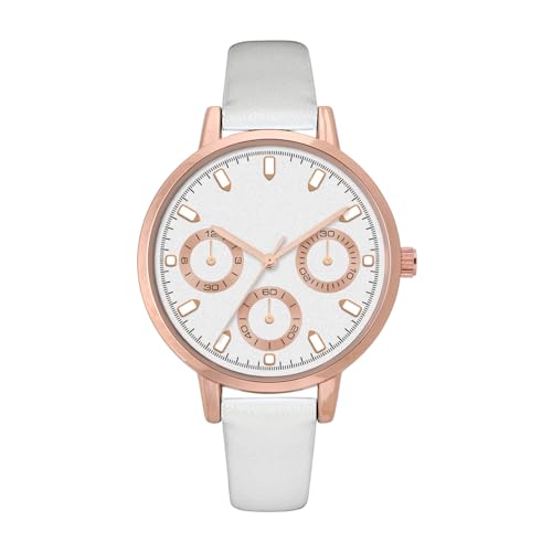 NUOVO Damenuhr aus Roségold, weißes Zifferblatt mit DREI Fake-Timern, weißes Lederarmband NUOVO Damenuhr aus Roségold, weißes Zifferblatt mit DREI Fake-Timern, weißes Lederarmband von NUOVO
