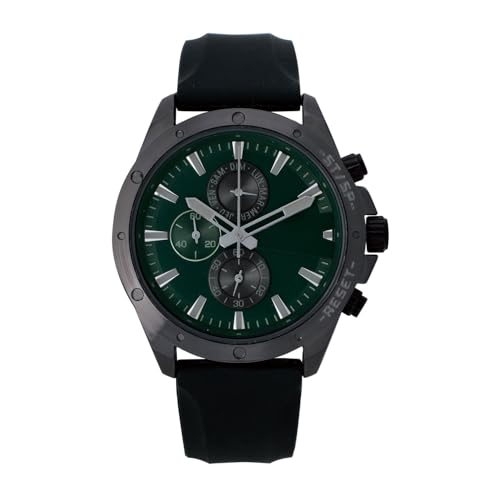 NUOVO Herren Chronograph Analog Quarz Armbanduhr Grünes Zifferblatt Schwarzes Gehäuse Wasserdicht Modisch Casual Business Uhr mit Silikonarmband Geschenk für Männer von NUOVO