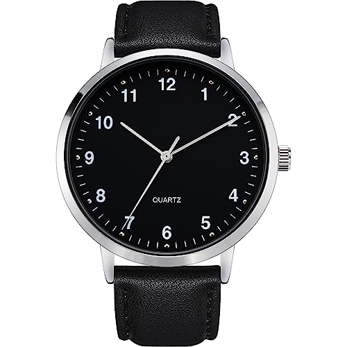 NUOVO Herren-Armbanduhr, Lederarmband, moderne klassische Quarzuhr, leicht zu lesen, einfache Armbanduhr für Männer für Business und Freizeit, Schwarz A, 经典的 NUOVO Herren-Armbanduhr, Lederarmband, moderne klassische Quarzuhr, leicht zu lesen, einfache Armbanduhr für Männer für Business und Freizeit, Schwarz A, 经典的 von NUOVO
