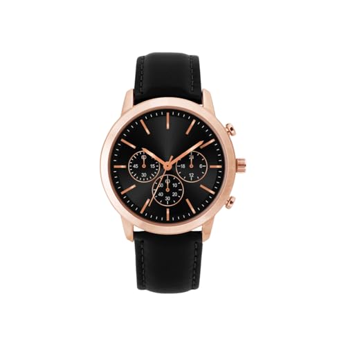 NUOVO Herrenuhr Ros¨¦goldgeh?use mit Schwarzem Zifferblatt Schwarzem Lederarmband Schlichte Business wasserdichte Analoge Quarz Herrenuhr von NUOVO