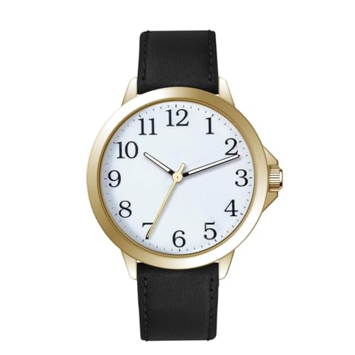 NUOVO Herrenuhr Schwarzes Lederband Goldgehäuse mit Weißem Zifferblatt Leicht zu lesenAnaloge Quarz Armbanduhr Arabische Zahl Klassische Wasserresista NUOVO Herrenuhr Schwarzes Lederband Goldgehäuse mit Weißem Zifferblatt Leicht zu lesenAnaloge Quarz Armbanduhr Arabische Zahl Klassische Wasserresista von NUOVO