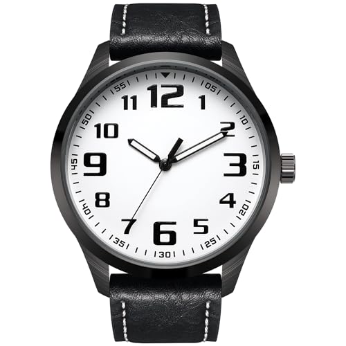 NUOVO Herrenuhr mit weißem großem Zifferblatt, arabischen Ziffern, schwarzem Gürtel, Herrenuhr NUOVO Herrenuhr mit weißem großem Zifferblatt, arabischen Ziffern, schwarzem Gürtel, Herrenuhr von NUOVO