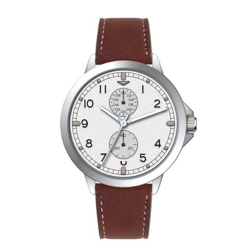 NUOVO Klassische Armbanduhr mit Braunem Lederarmband Nachgeahmtes Chronographen-Zifferblatt Zifferblatt Armbanduhr Männer Silbernem Gehäuse Arabischen Ziffern NUOVO Klassische Armbanduhr mit Braunem Lederarmband Nachgeahmtes Chronographen-Zifferblatt Zifferblatt Armbanduhr Männer Silbernem Gehäuse Arabischen Ziffern von NUOVO