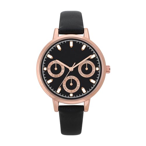 NUOVO Klassische und minimalistische Damen-Armbanduhr mit modischem schwarzem Armband und DREI Sub-Zifferblättern verziert für Damen Bankette von NUOVO