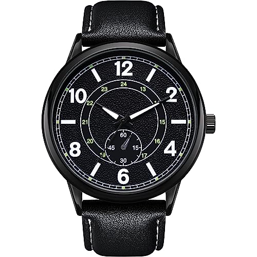 Nuovo Herrenuhr Schwarz Herrenuhr Lederarmband Klassische Quarzuhr Herrenuhr Leicht zu lesen Schwarz Nuovo Herrenuhr Schwarz Herrenuhr Lederarmband Klassische Quarzuhr Herrenuhr Leicht zu lesen Schwarz von NUOVO