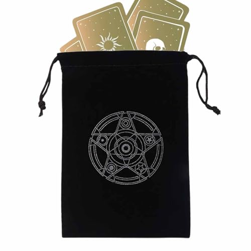 NUOYIXUAN Tarotkartenbeutel,Mysteriöse Schwarze magische Tarotkarten-Aufbewahrungstasche | Langlebige Tarotkartentaschen für Hexenweisheiten, Brettspielkarten, Tarotkartenzubehör, Geschenktüte von NUOYIXUAN