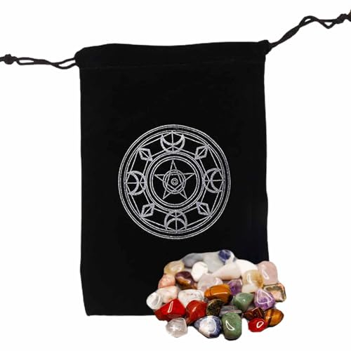 NUOYIXUAN Tarotkartenbeutel | Mysteriöse Schwarze magische Tarotkarten-Aufbewahrungstasche - Tarotkartenbeutel mit Kordelzug für Spielkarten Rider Waite Tarot Deck Orakelkarten von NUOYIXUAN