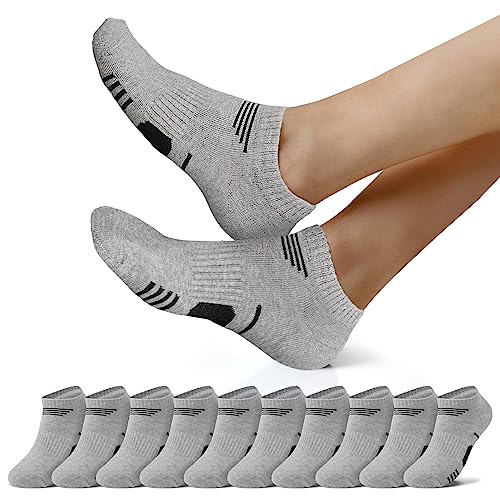 NUOZA Sneaker Socken Herren Damen 39-42 Sportsocken Kurze Laufsocken Wandersocken Running Socks Unisex Halbsocken 10 Paar Grau von NUOZA