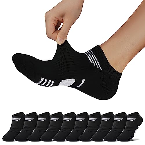 NUOZA Sneaker Socken Herren 43-46 Damen Sportsocken Kurze Laufsocken Wandersocken Running Socks Unisex Halbsocken 10 Paar Schwarz von NUOZA