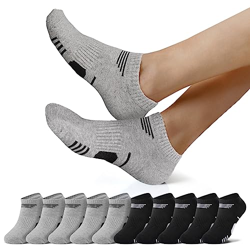 NUOZA Sneaker Socken Herren 43-46 Damen Sportsocken Kurze Laufsocken Wandersocken Running Socks Unisex Halbsocken 10 Paar Schwarz Grau von NUOZA