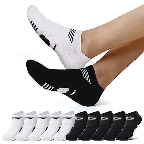 NUOZA Sneaker Socken Herren 43-46 Damen Sportsocken Kurze Laufsocken Wandersocken Running Socks Unisex Halbsocken 10 Paar Schwarz Weiß von NUOZA