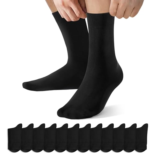 NUOZA 12 paar Socken Herren 43-46 Sportsocken Baumwolle Business Socken Lange Atmungsaktive Socks Schwarz von NUOZA