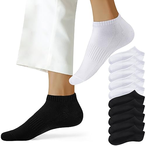 NUOZA Sneaker Socken Damen 39-42 Socken Herren 10 Paar Kurze Halbsocken Baumwolle,201-Schwarz Weiß von NUOZA