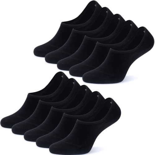 NUOZA Sneaker Socken Damen Herren 10 Paar Füßlinge Footies Unsichtbare Kurze No Show Socken-A100,Schwarz,39-42 von NUOZA