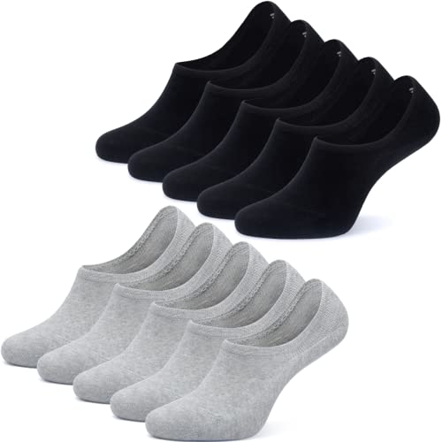 NUOZA Sneaker Socken Damen Herren 10 Paar Füßlinge Footies Unsichtbare Kurze No Show Socken-A100,Schwarz Grau,39-42 von NUOZA