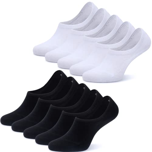 NUOZA Sneaker Socken Damen Herren 10 Paar Füßlinge Footies Unsichtbare Kurze No Show Socken-A100,Schwarz Weiß,35-38 von NUOZA