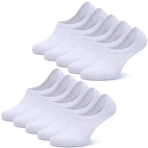 NUOZA Sneaker Socken Damen Herren 10 Paar Füßlinge Footies Unsichtbare Kurze No Show Socken-A100,Weiß,43-46 von NUOZA