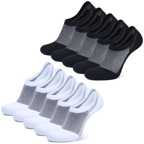 NUOZA Sneaker Socken Damen Herren 10 Paar Füßlinge Footies Unsichtbare Kurze No Show Socken-A102,Schwarz Weiß,35-38 von NUOZA