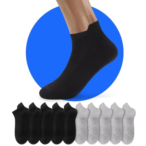 NUOZA Sneaker Socken Herren 47-49 Tennissocken Damen Grau Halbsocken Laufsocken Halbe Trekkingsocken Baumwolle Sommer 10 Paar von NUOZA