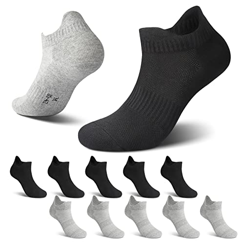 NUOZA Sneaker Socken Herren Damen 10 Paar Sportsocken Kurze Halbsocken Atmungsaktive Laufsocken,209-Schwarz Grau,47-50 von NUOZA