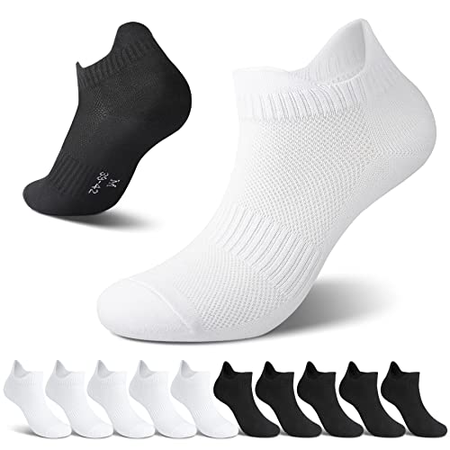 NUOZA Sneaker Socken Herren Damen 10 Paar Sportsocken Kurze Halbsocken Baumwolle Unisex,209-Schwarz Weiß,47-50 von NUOZA