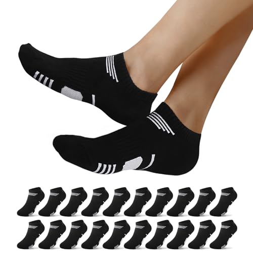NUOZA Sneaker Socken Herren Damen 39-42 Schwarz Sportsocken Herren 39-42 Kurze Laufsocken Running Socks Unisex Halbsocken 20 Paar von NUOZA