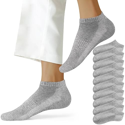 NUOZA Socken Damen 35-38 Sneaker Socken 10 Paar Socken Kurze Herrensocken Sportsocken Baumwolle,201,Grau von NUOZA